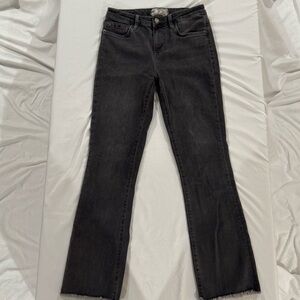 Free People Black Wash Raw Hem Straight Leg Jeans |‎ Size W26